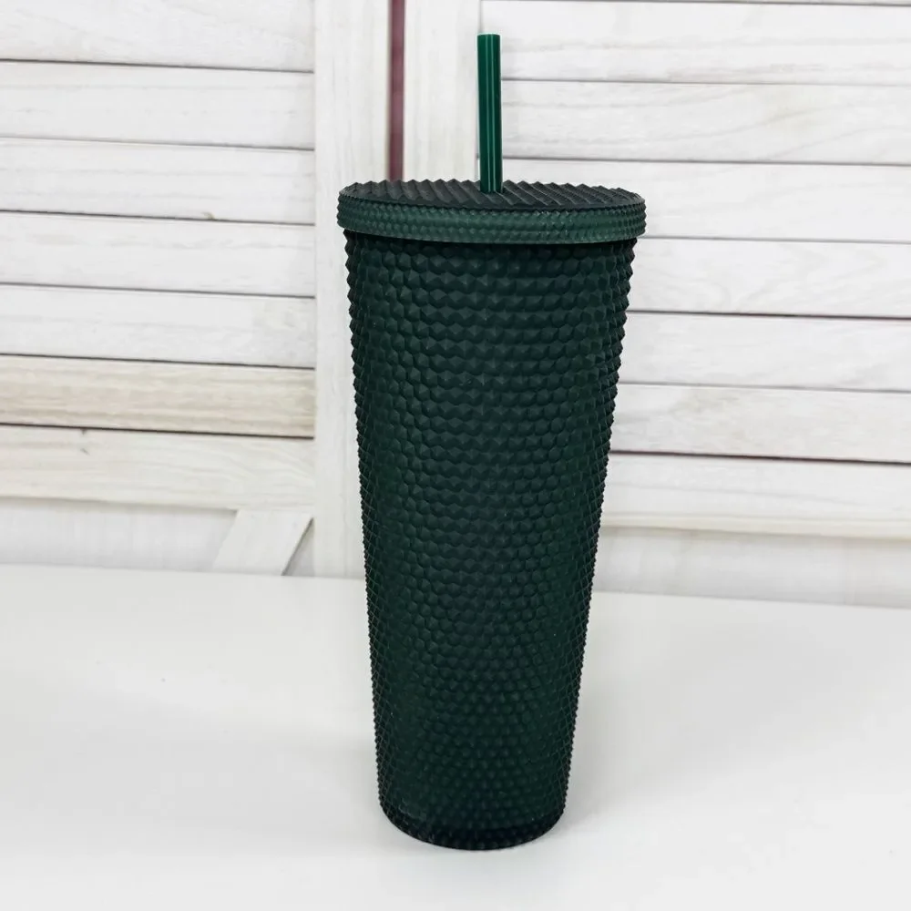 Starbucks‎ Studded Soft Touch Jelly Textured Tumbler Cup Dark Green 24oz Venti